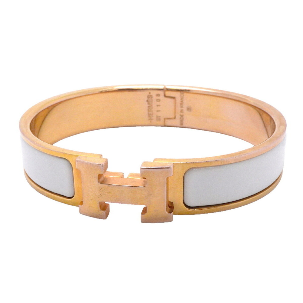 Hermes Bangle Clic Clac PM GP Plated Gold White Women's OP025638
